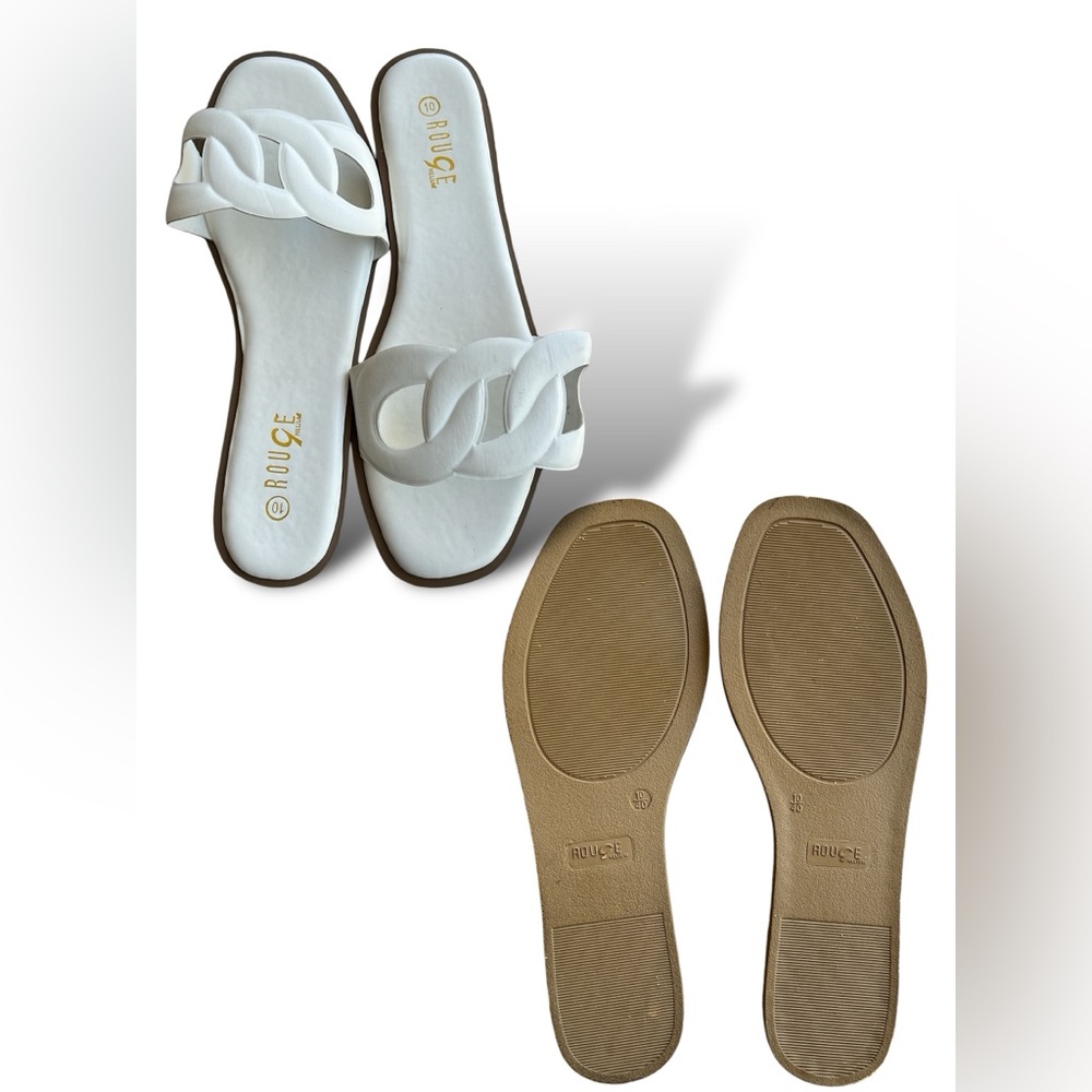 Rouge Size 10 Flat White Sandal - Picture 2 of 6